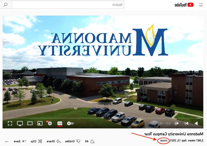 screenshot Detailing location of Show More option on Youtube video